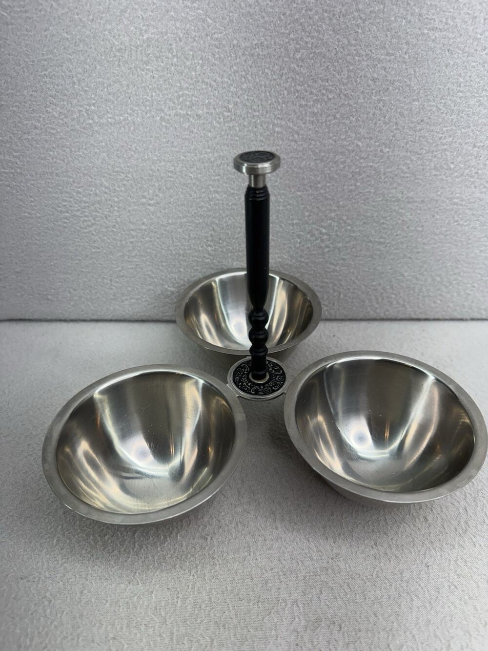 VTG Oneida Stainless Steel 3 Bowl Relish Candy Nut Server Floral Handle
